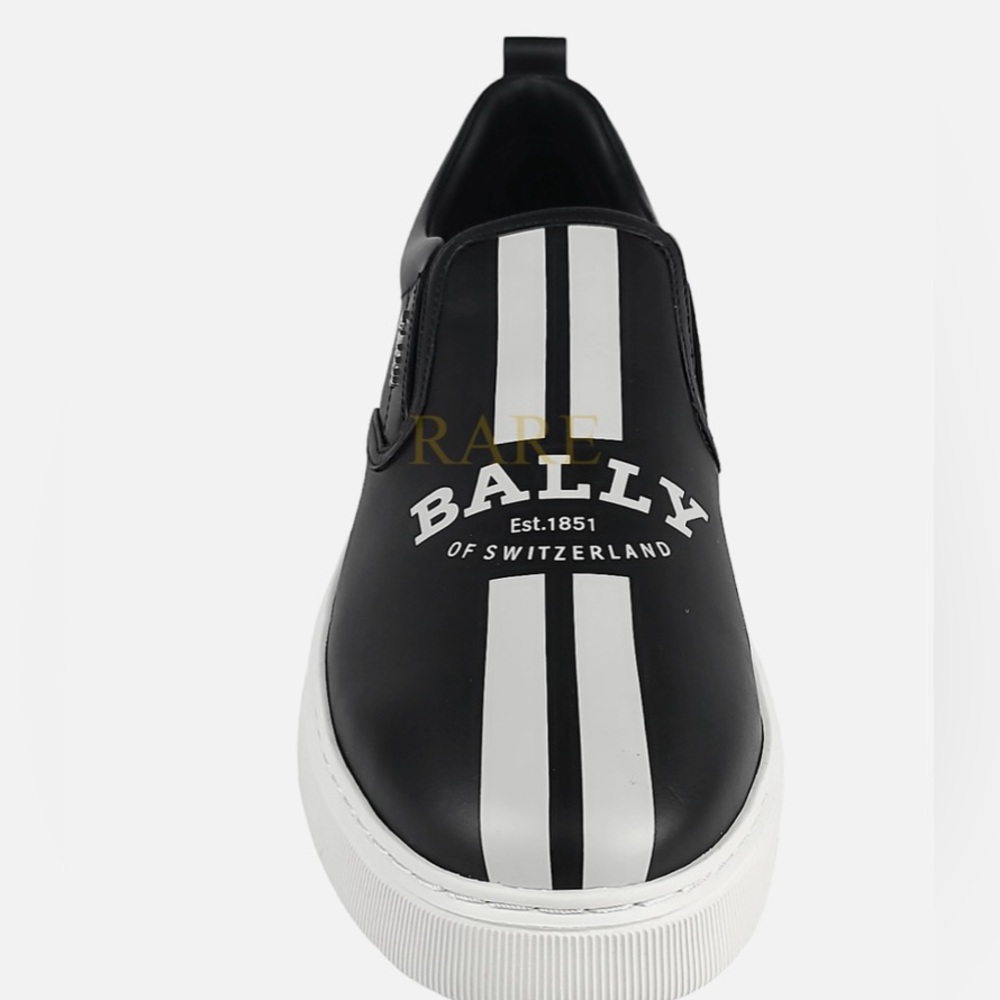 Bally Men's Black and White Stripe Sneakers